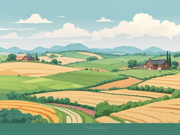 Playful lands cartoon flatstyle vector illustration of enchanting landscape