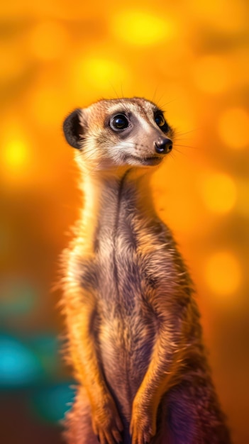 Playful Meerkat Curiosity and Connection in Vibrant and Ethereal Light AI Generated