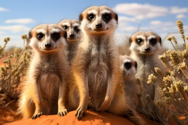 Playful Meerkats in Their Habitat