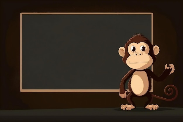 Игривая обезьянка с Blackboard Copy Space AI