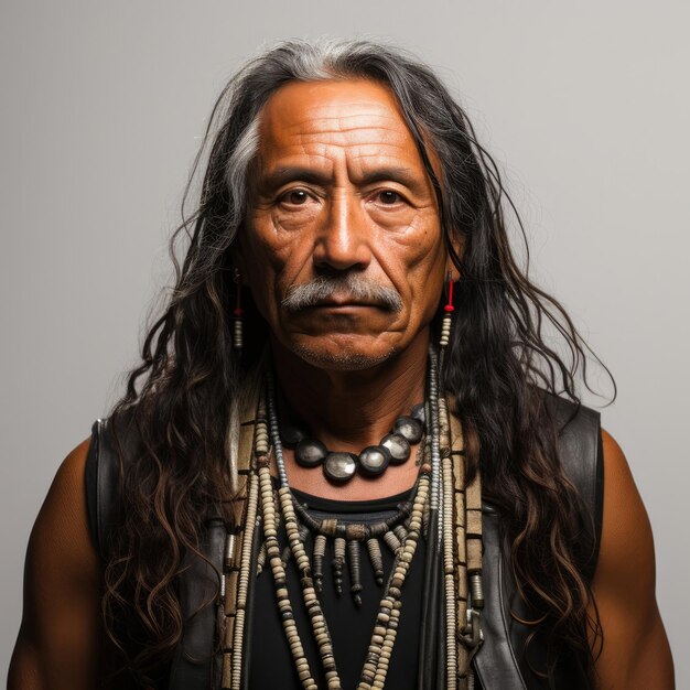 Photo playful native american man in exquisite studio headshot