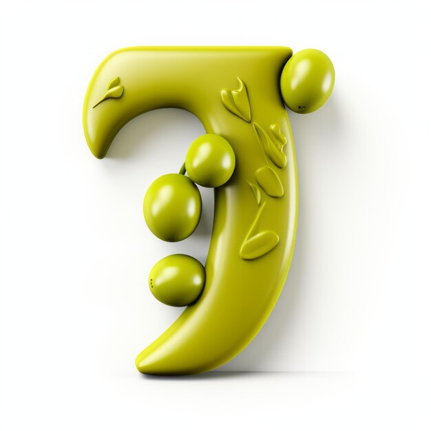 Playful Olive 3d Cartoon Letter J Fun Imagery With Vibrant Colors