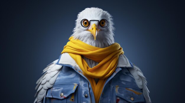 Photo playful oneeyed eagle with glasses and scarf wallpaper