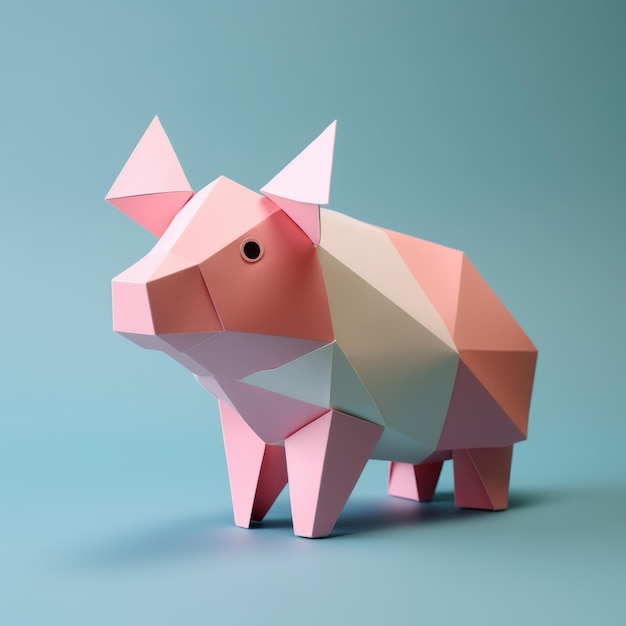 Photo playful origami pig a minimalist composition with distinctive character design