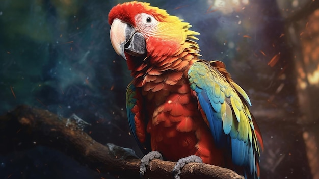 A playful parrot chattering away AI generated