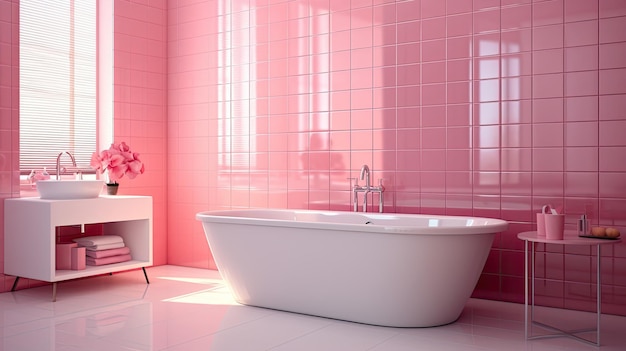 Photo playful pink tile