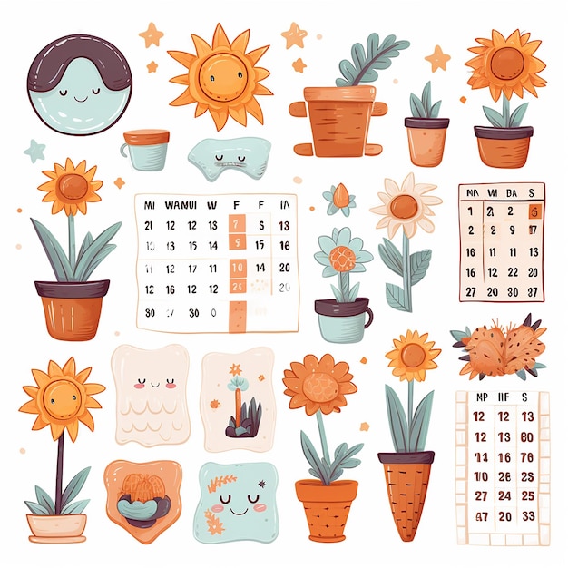 Playful Planner Ensemble Cute Colored Elements for Planner Decoration Clipart