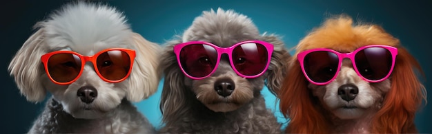 Playful Poodles Rocking RoseColored and Aquatic Eyewear
