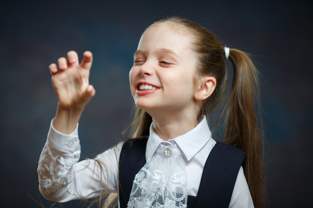 Playful Preschool Girl Isolated Portrait Close-up.