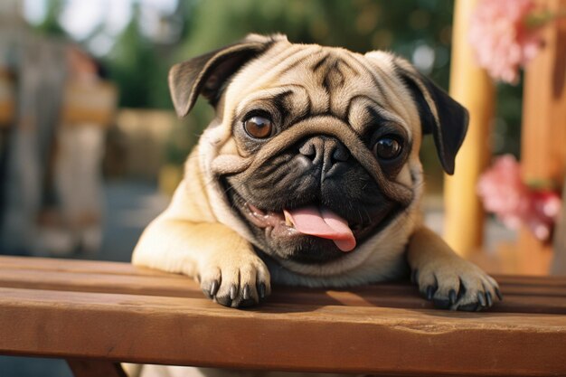 Photo a playful pug showcasing its charming personality and endearing features adding a touch of humor an