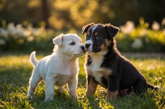 Playful Puppies in Sunlight