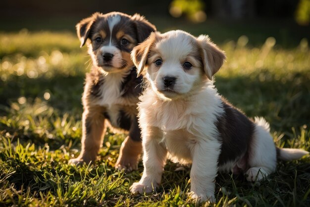 Playful Puppies in Sunlight