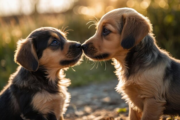 陽光 の 中 で 遊ぶ 子犬