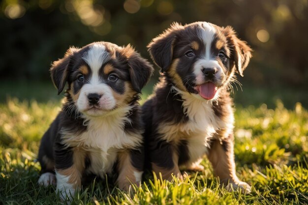 Playful Puppies in Sunlight