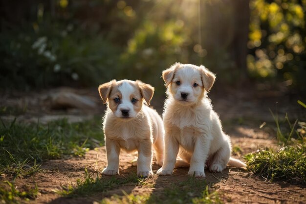 Playful Puppies in Sunlight