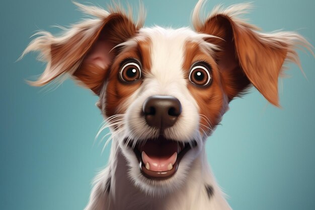 写真 面白い顔の表情をしている遊び心のある子犬 創造的な人工知能