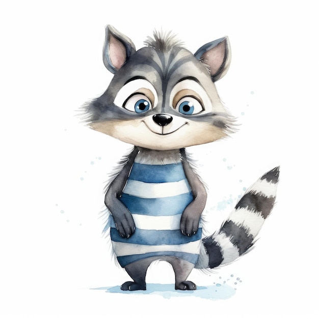 Playful Raccoon Watercolor Clipart