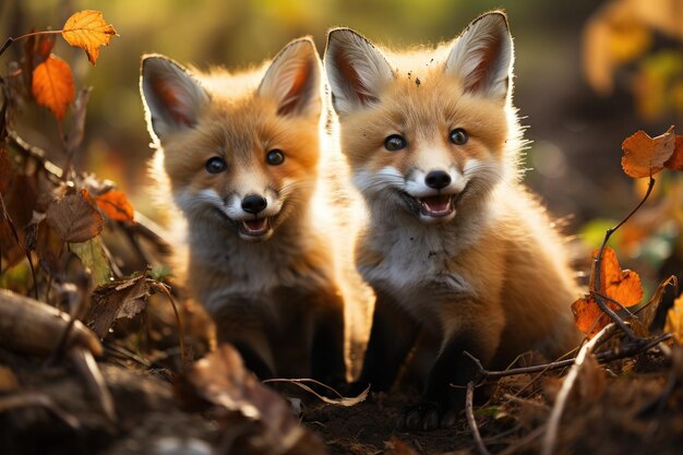 Playful Red Fox Cubs at Play