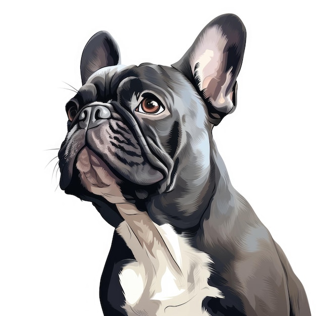 Playful Reverie Adorable French Bulldog Gazing Backwards in a Simple Color Illustration against a S