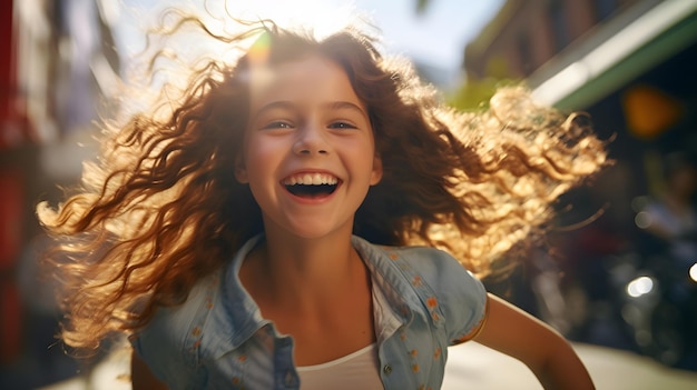 Playful schoolgirl with a contagious smile