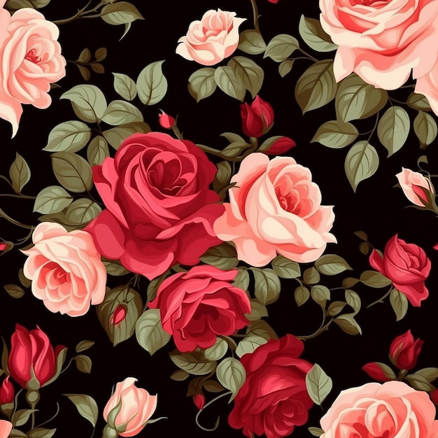 Playful seamless floral background