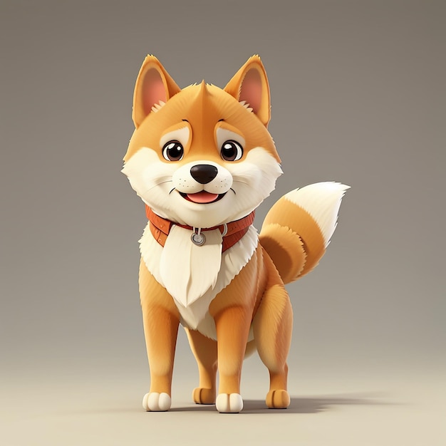 Playful Shiba Inu Dog Cartoon Illustration