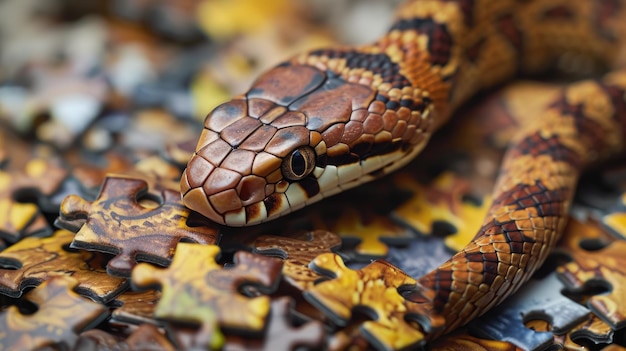 遊び心のあるヘビがユニークなジグソーパズル挑戦を探索しています