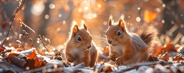 Playful Squirrels Darting Among The Branches Wallpaper