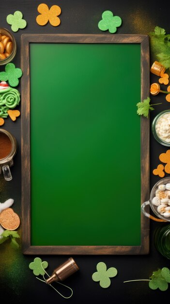 Photo a playful st patrick's day background with a green chalkboard