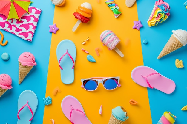 Playful Summer Icons Pattern with Sunglasses and Ice Cream