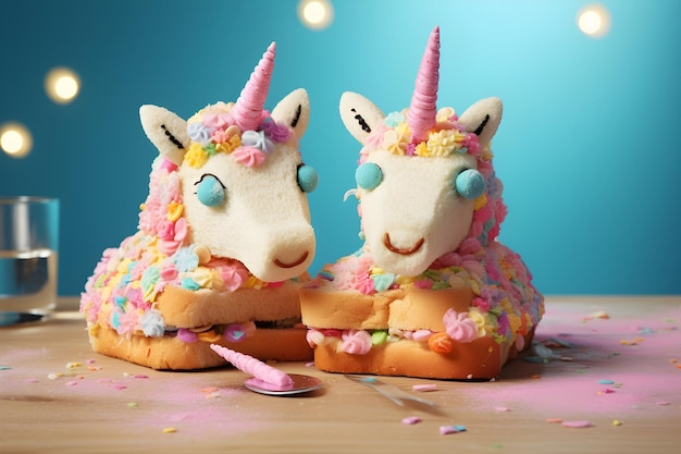 Playful unicornshaped sandwiches
