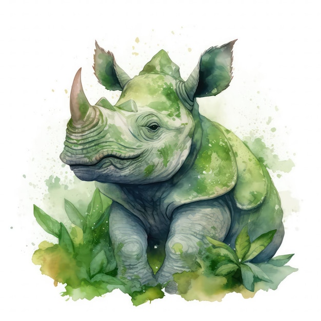 Playful Watercolor Triceratops