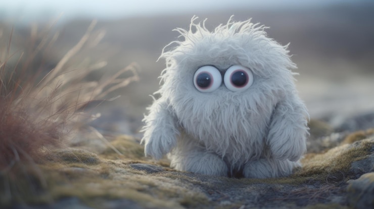 Photo playful whimbledoo a stuffed norwegian nature figure in monochromatic white