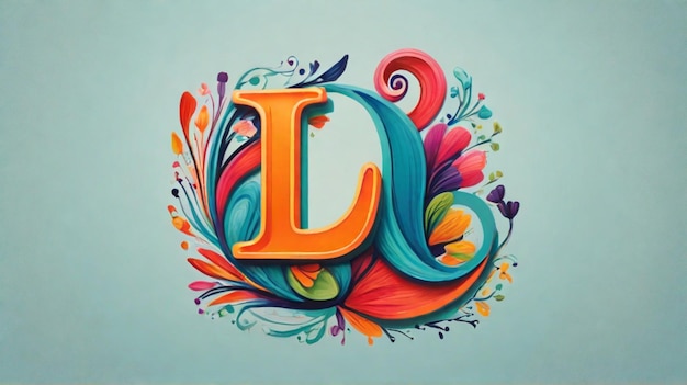 遊び心と気まぐれなL文字のロゴ 英語のアルファベット 英語の大文字 色とりどりの文字