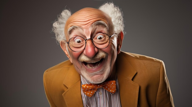 Playful Wisdom In this heartwarming closeup a senior man with a white mustache revels in lighthearted expressions