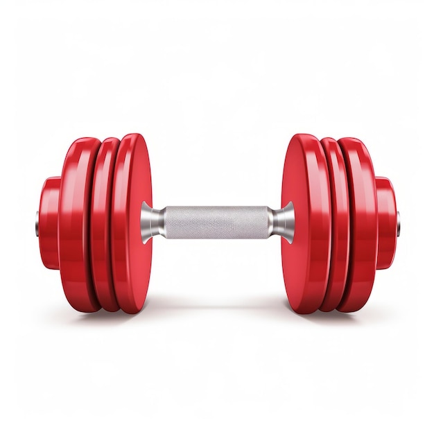 Playfully Vibrant A Delightful Red Dumbbell in Simple Cartoon Design showcased in 2D with a Shadow