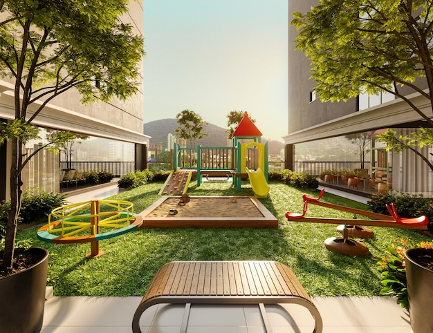 Photo playground for children to play at home, hotel and apartments