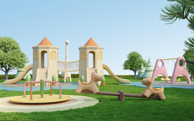 Playground park with pastel colour