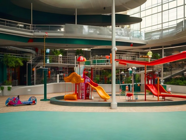 playground with nobody nostalgic childish in the mall realistic image downloade