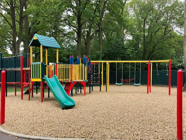 a playground with a slide that says  playground