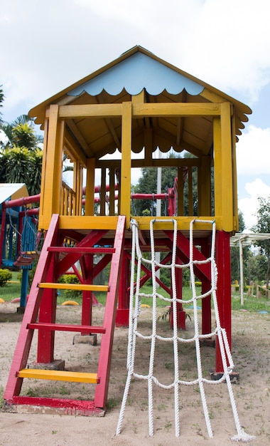 Photo playground with suspension bridge