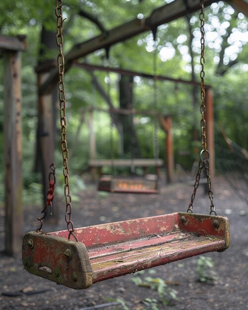 Photo a playground with swing set seesaw wallpaper