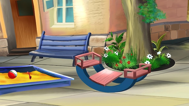 Playground in the yard illustration