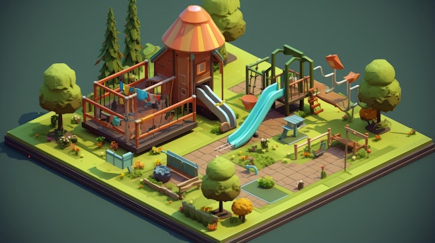 playground in the yard isometric