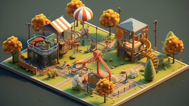 playground in the yard isometric