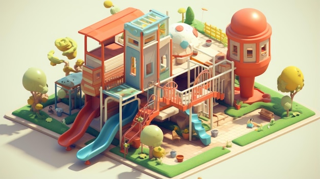 playground in the yard isometric