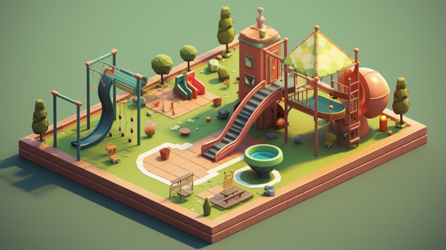 playground in the yard isometric