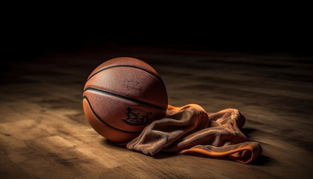 Playing basketball indoors success on old flooring generated by AI