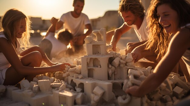 Foto giocando sulla spiaggia