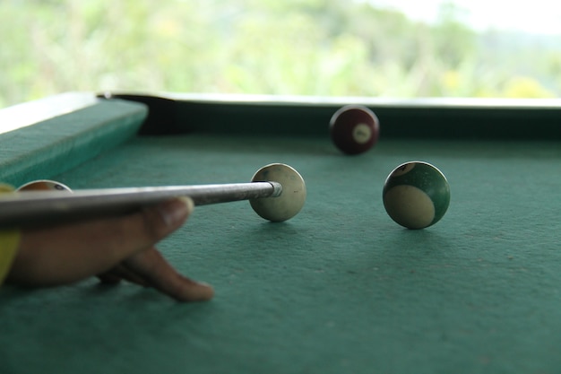 playing billiards